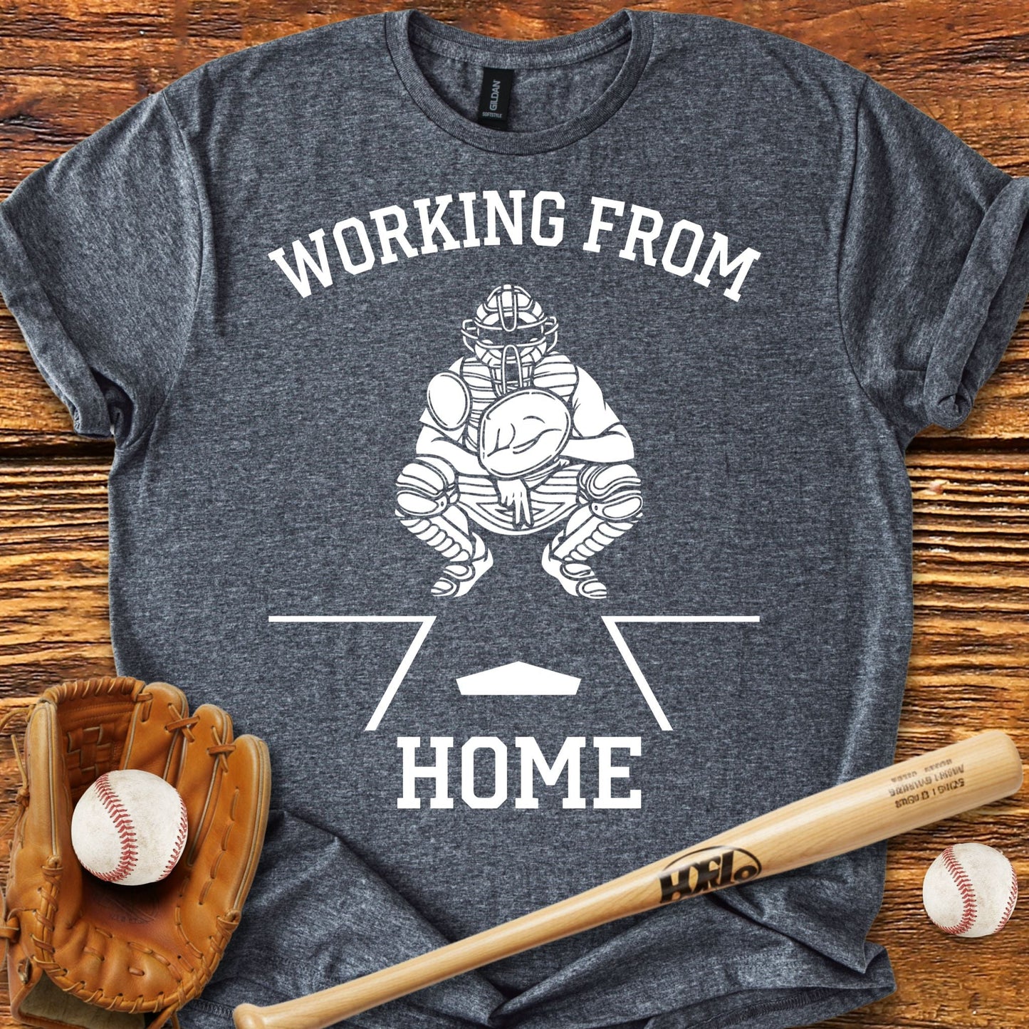Working From Home Catcher T-Shirt - HomeRun PrintsT-Shirt