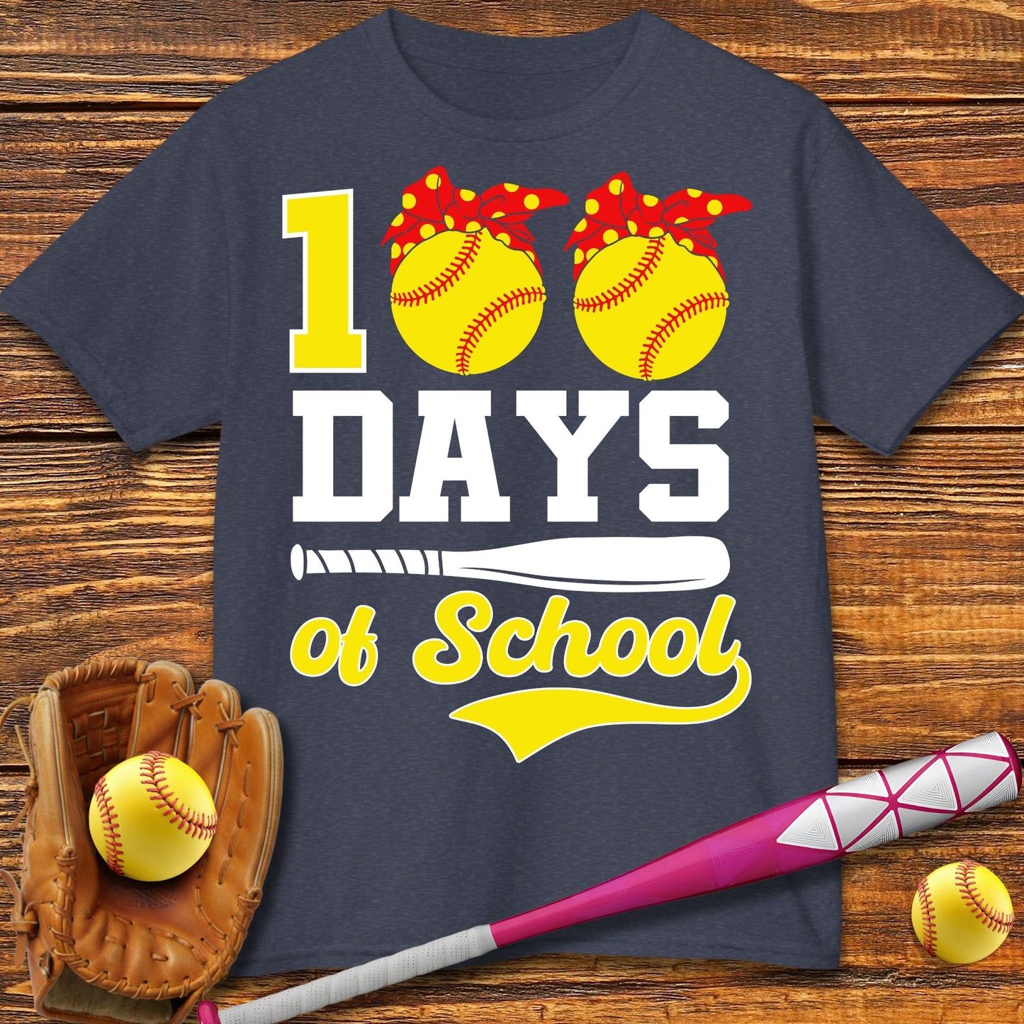 100 Days Of School Softball Kids T-Shirt - HomeRun PrintsKids clothes