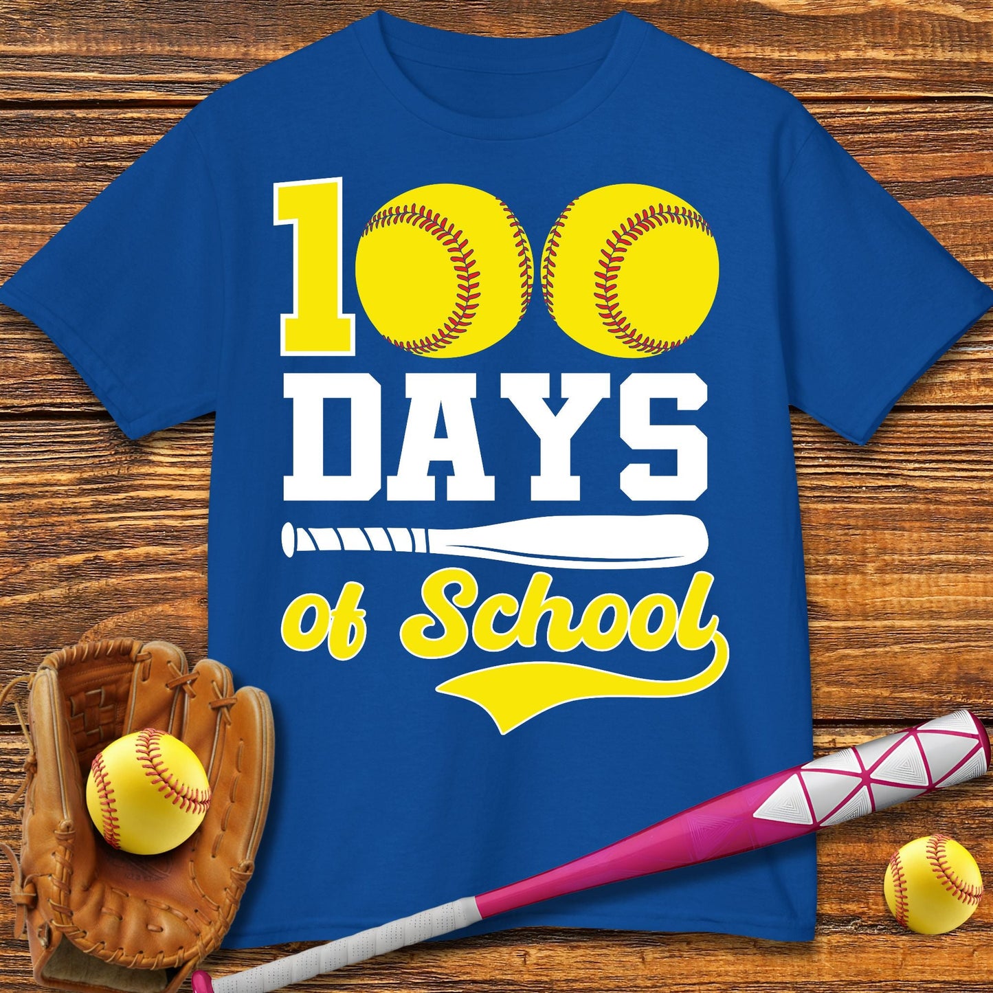 100 Days Of School Softball Kids T-Shirt - HomeRun PrintsKids clothes