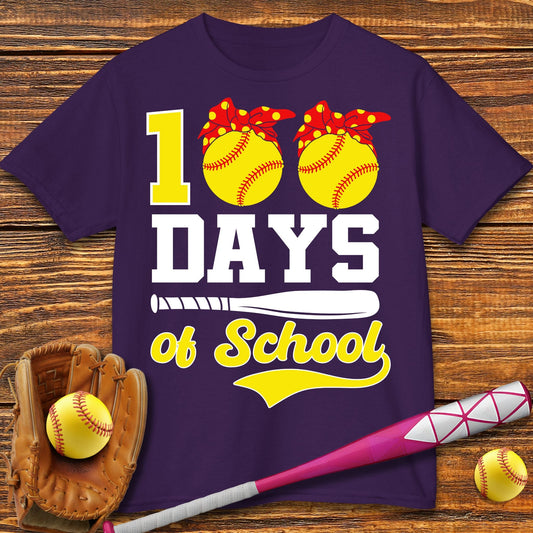 100 Days Of School Softball Kids T-Shirt - HomeRun PrintsKids clothes