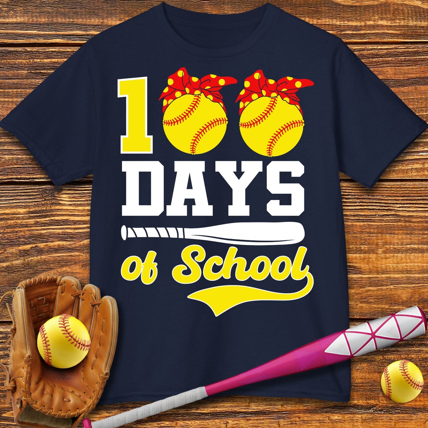 100 Days Of School Softball Kids T-Shirt - HomeRun PrintsKids clothes