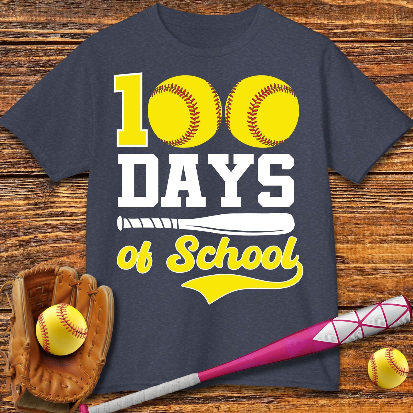 100 Days Of School Softball Kids T-Shirt - HomeRun PrintsKids clothes