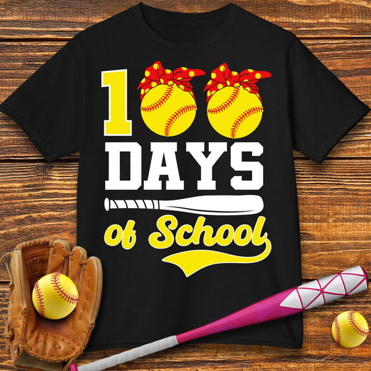 100 Days Of School Softball Kids T-Shirt - HomeRun PrintsKids clothes