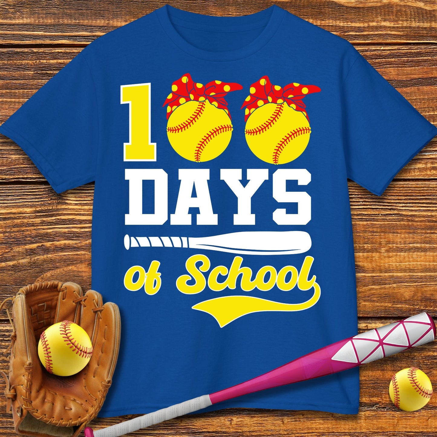 100 Days Of School Softball Kids T-Shirt - HomeRun PrintsKids clothes