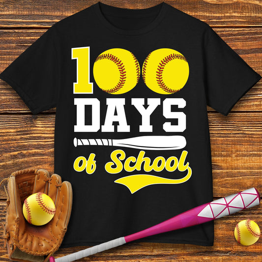 100 Days Of School Softball Kids T-Shirt - HomeRun PrintsKids clothes