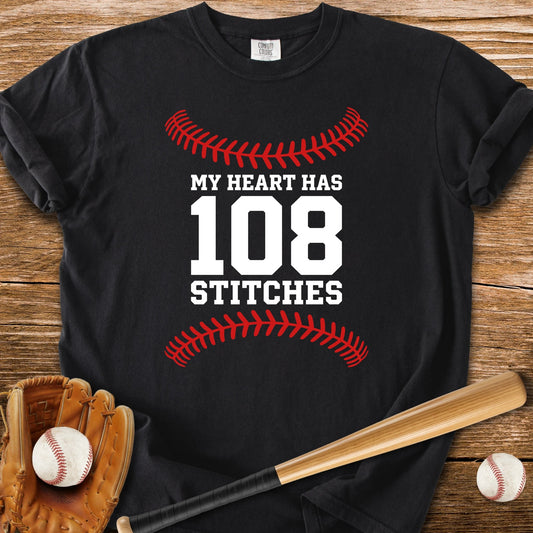 108 Stitches Heart - HomeRun PrintsComfort Colors