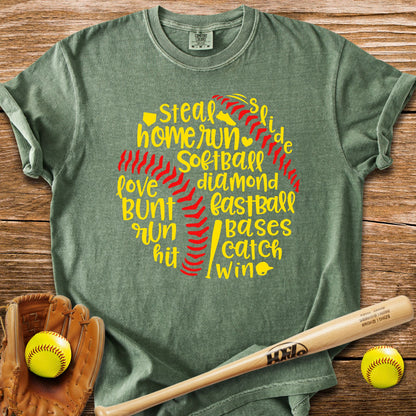 Softball Word Ball T-Shirt