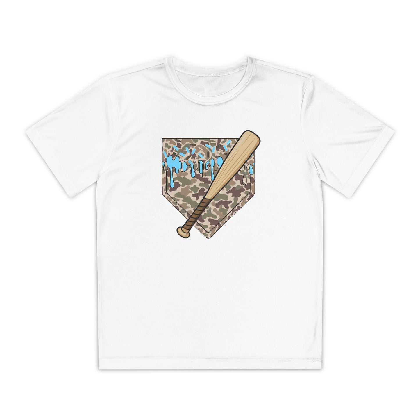 Baseball Camo Drip Youth Athletic Tee