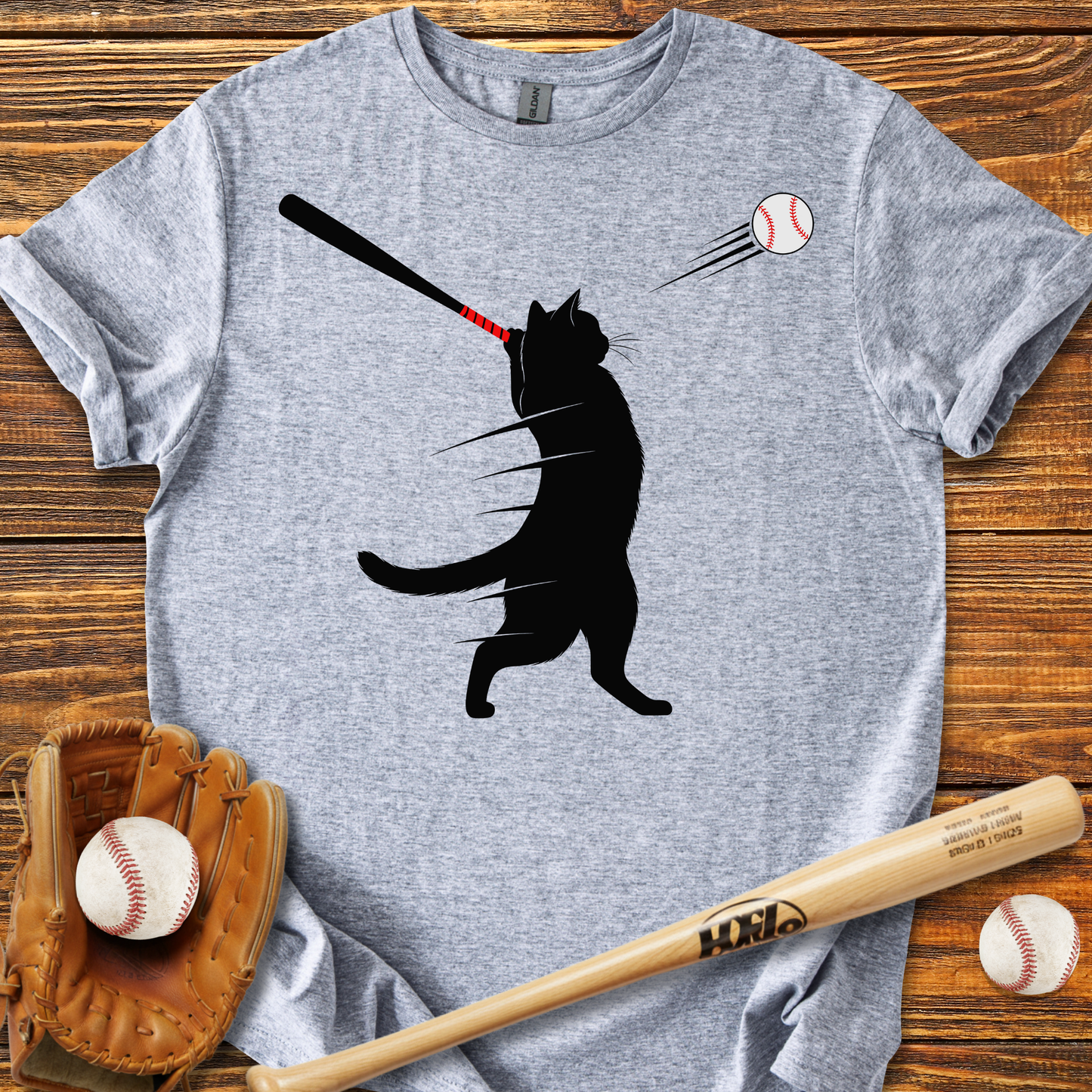 Cat Baseball Adult T-Shirt