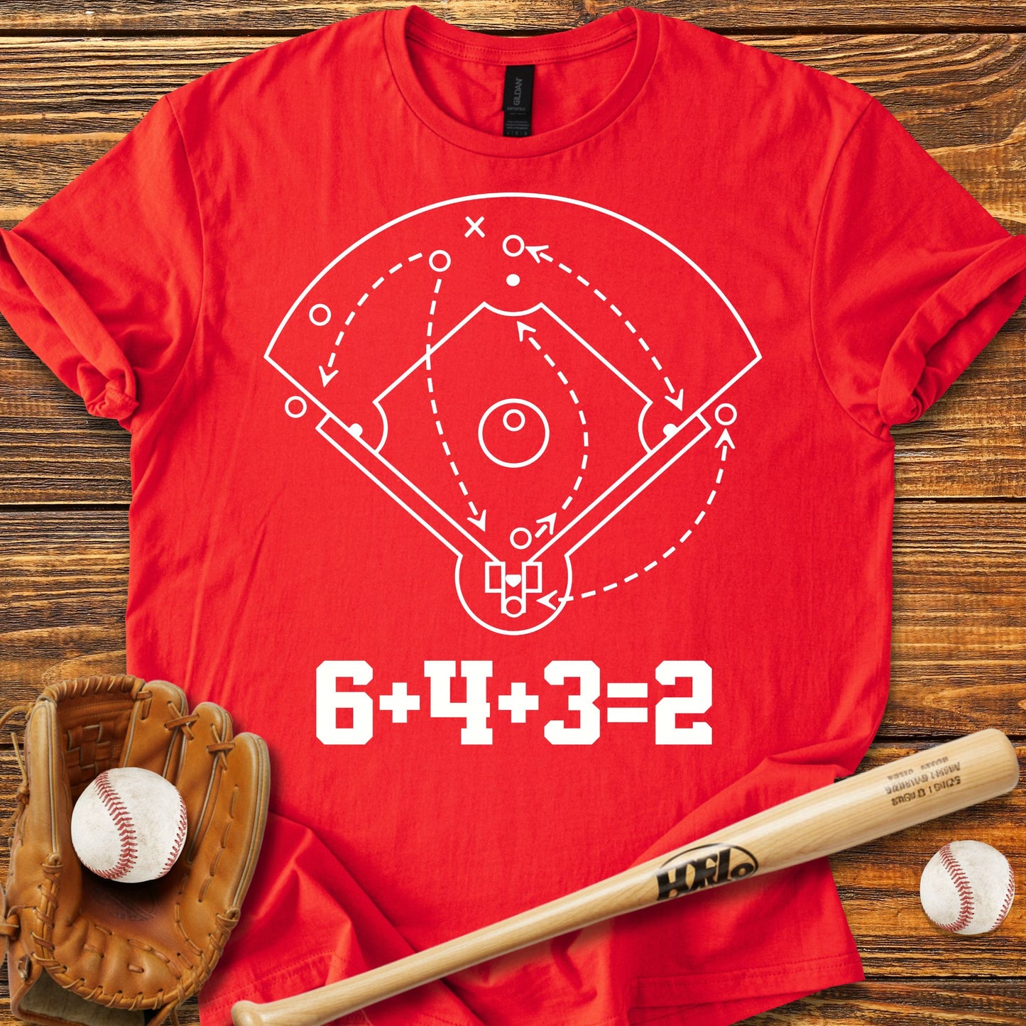 6 4 3 2 Double Play Adult T-shirt