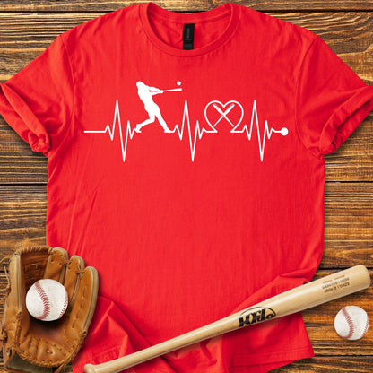 Baseball Heartbeat Adult T-Shirt