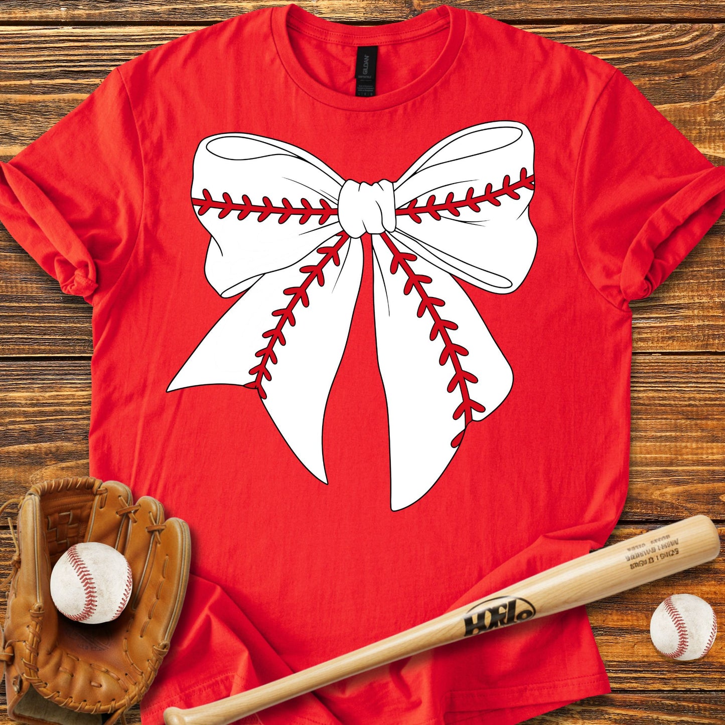 Baseball Coquette Bow Adult T-Shirt