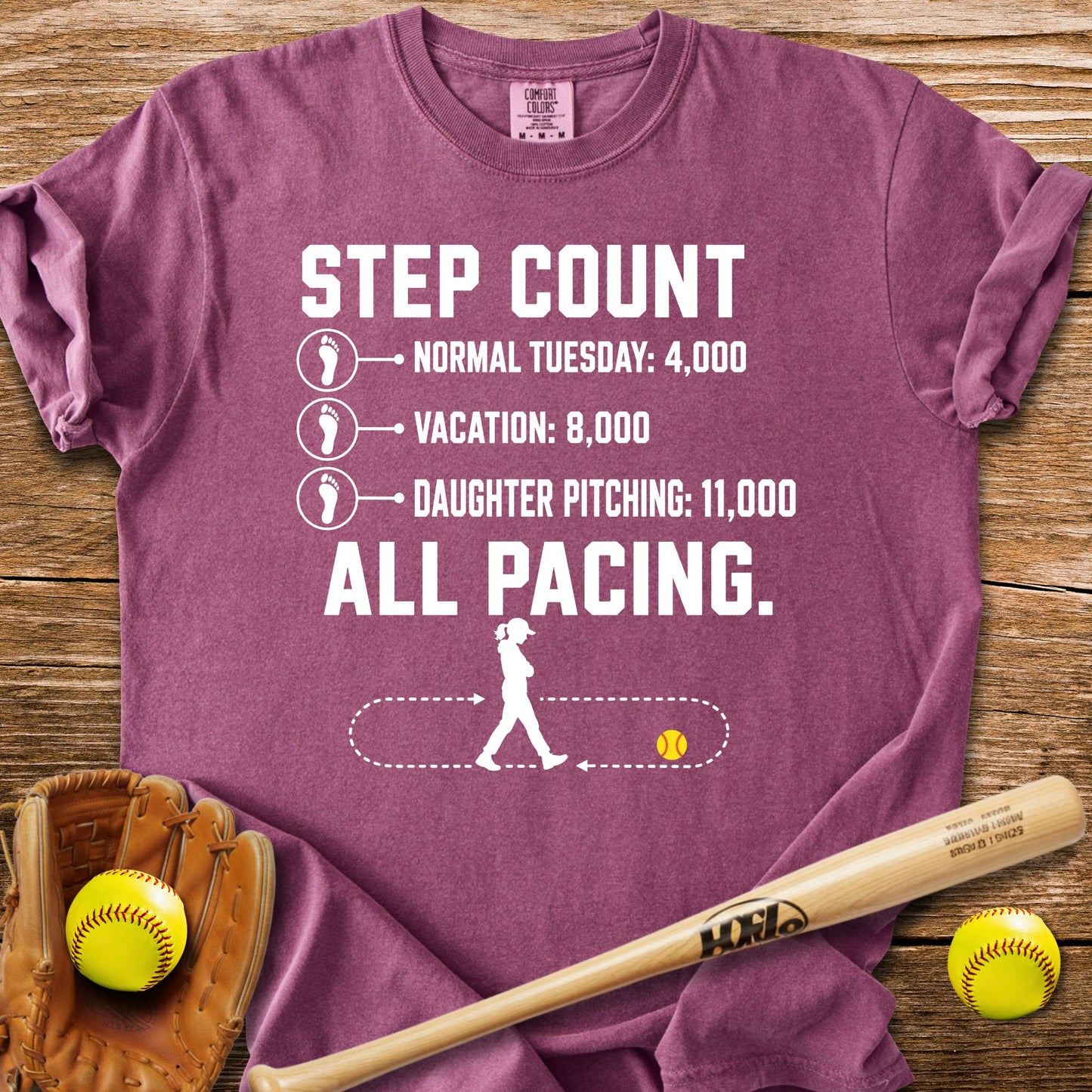 Pacing Through Her Pitching T-Shirt