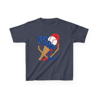 USA Baseball Ice Cream Drip Kids T-shirt