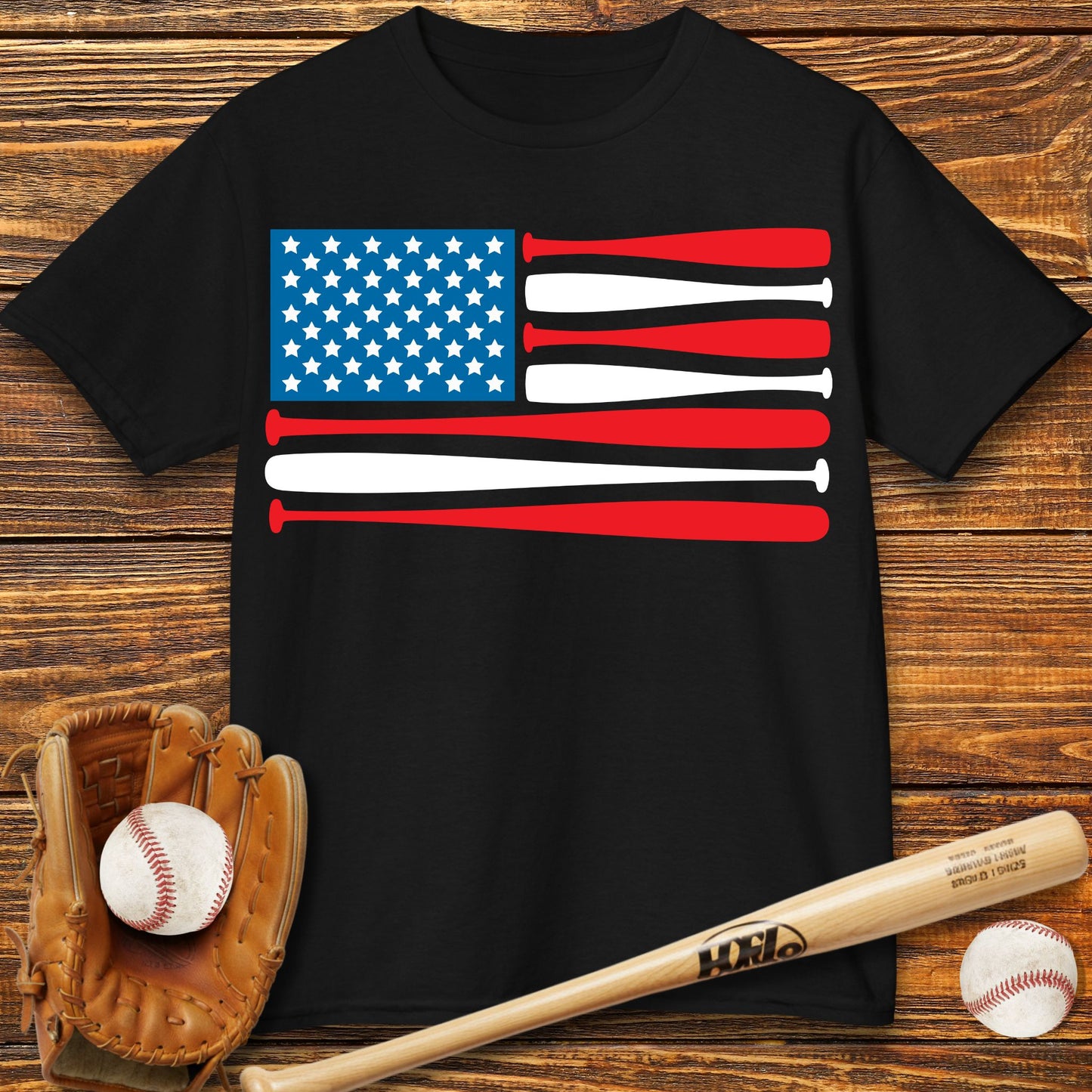 Baseball USA Flag Kids T-Shirt