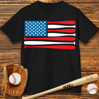 Baseball USA Flag Kids T-Shirt