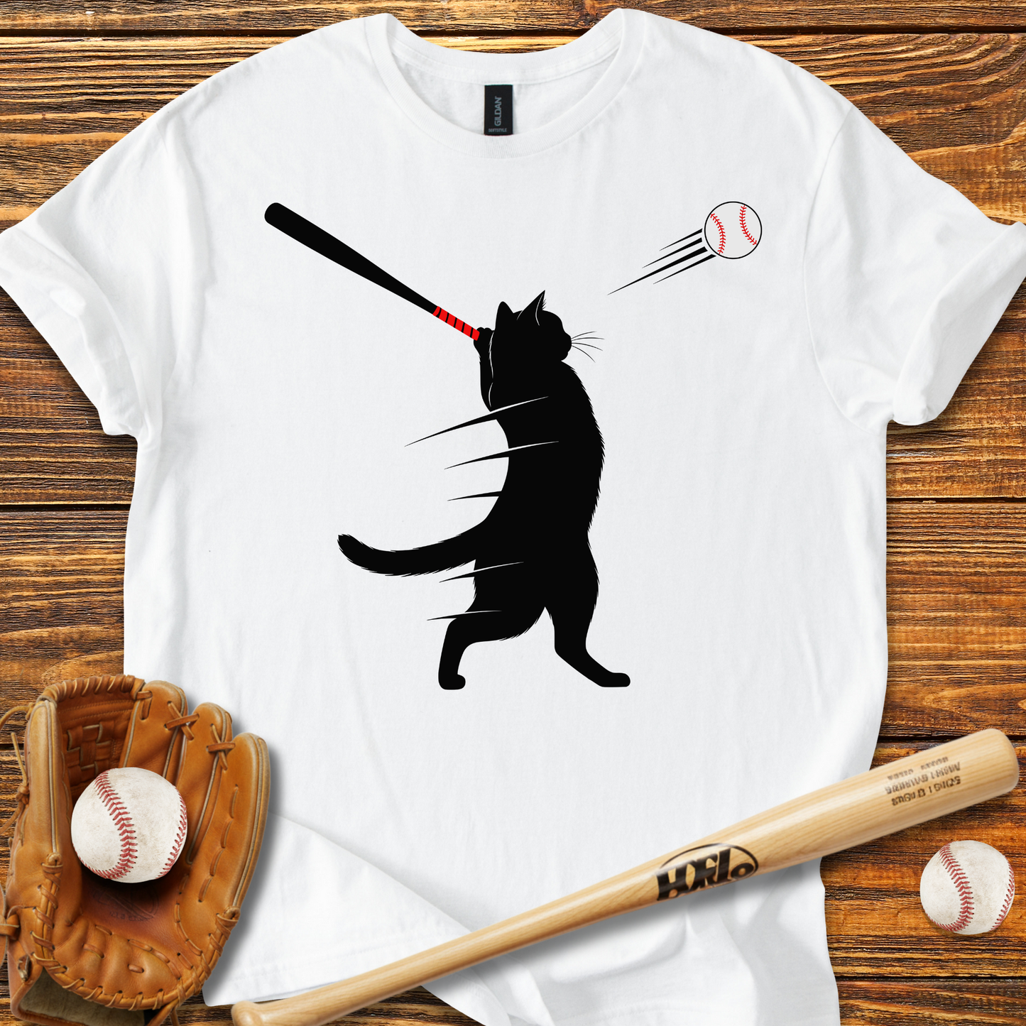 Cat Baseball Adult T-Shirt
