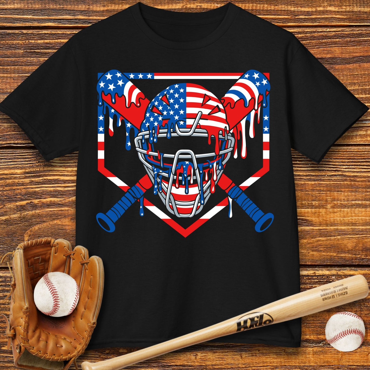 USA Baseball Catcher Drip Kids T-shirt