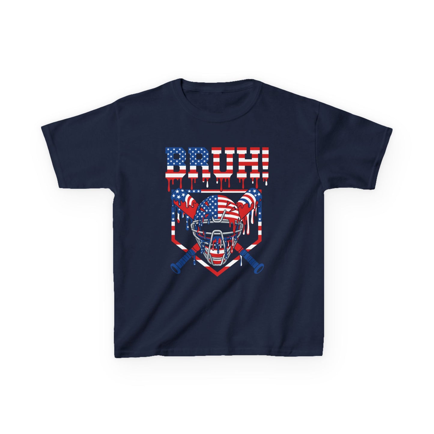 Bruh Patriotic Catcher Drip Kids T-shirt