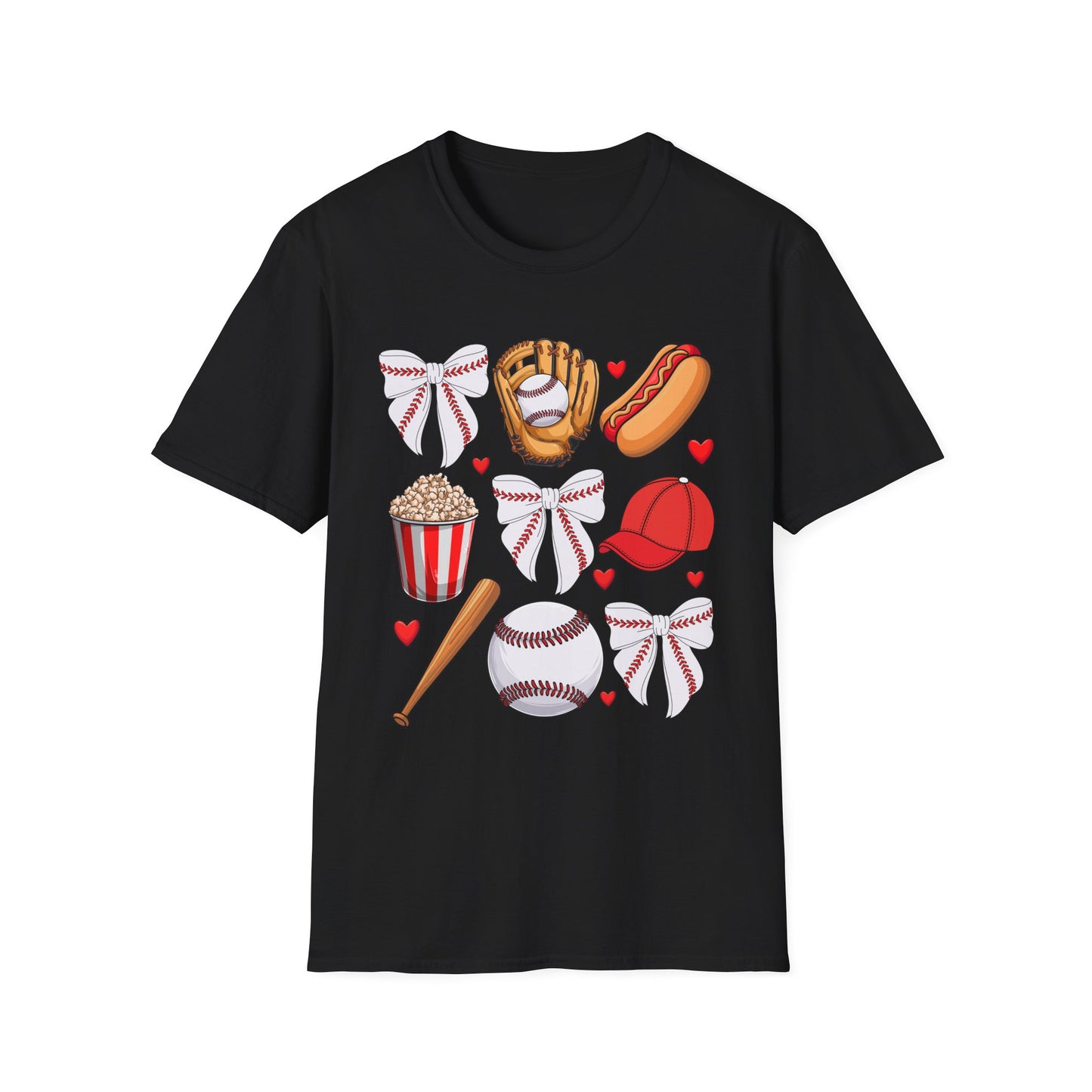 Baseball & Movie Night Unisex Softstyle T-Shirt, Sports Fan Tee, Gift for Dad, Summer Outing Shirt, Movie Lovers Apparel