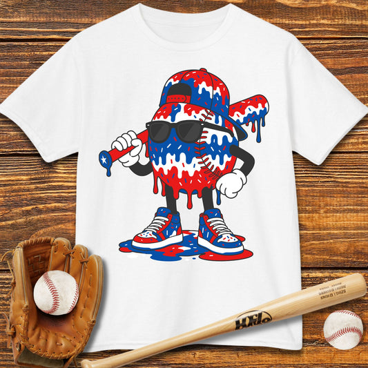 Patriotic Baseball Drip Kids T-shirt