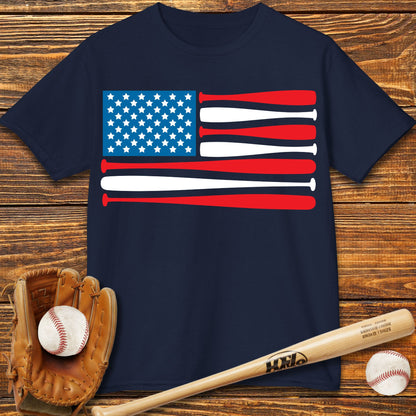 Baseball USA Flag Kids T-Shirt