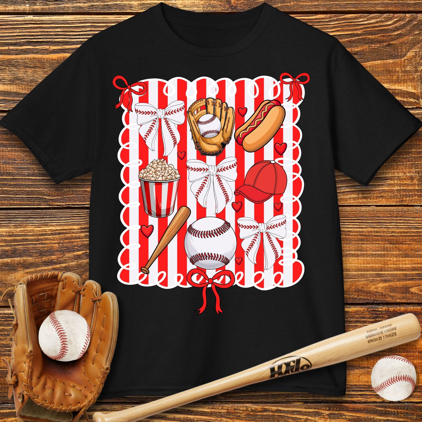 Baseball Bow Kids T-Shirt