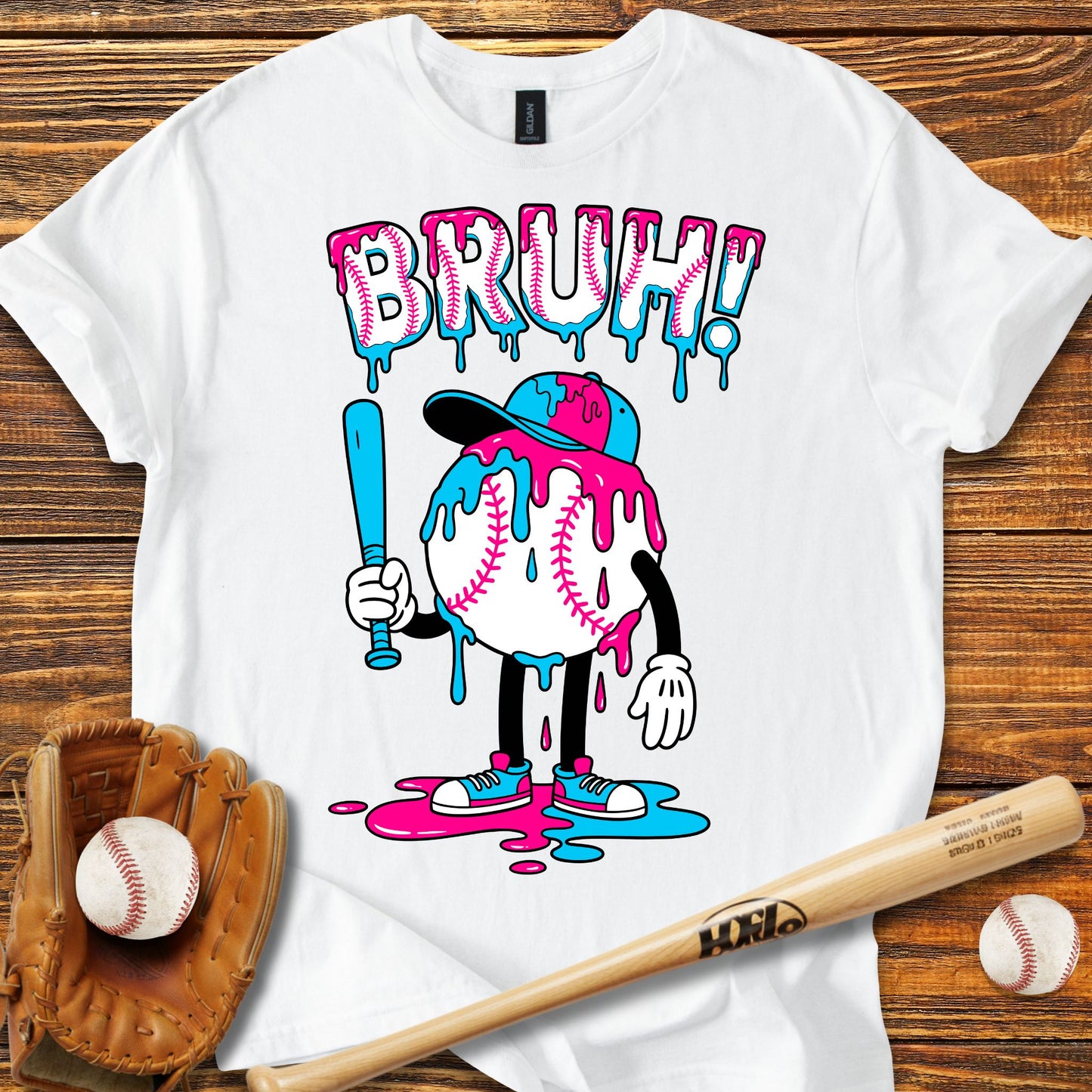 Bruh Baseball Drip Adult T-Shirt