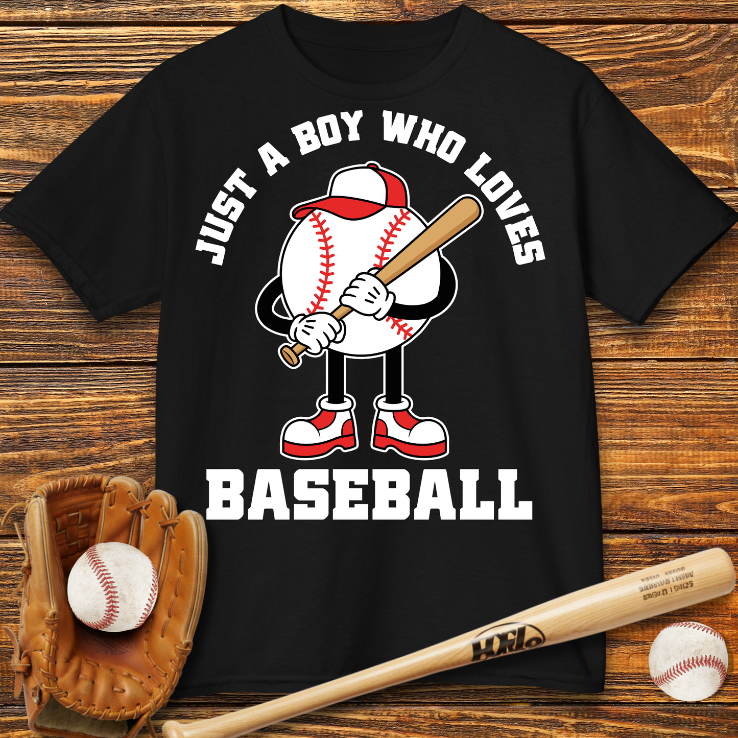 Boy Who Loves Baseball Kids T-Shirt