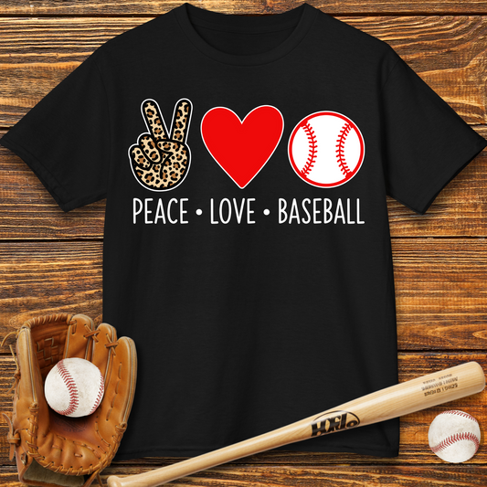 Peace Love Baseball Kids T-Shirt