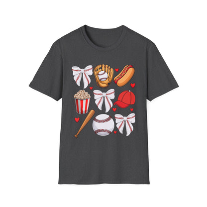 Baseball & Movie Night Unisex Softstyle T-Shirt, Sports Fan Tee, Gift for Dad, Summer Outing Shirt, Movie Lovers Apparel