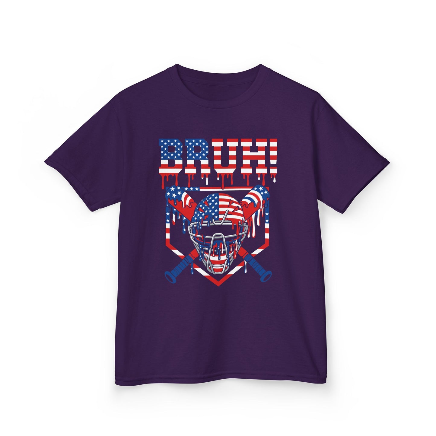 Bruh Patriotic Catcher Drip Kids T-shirt