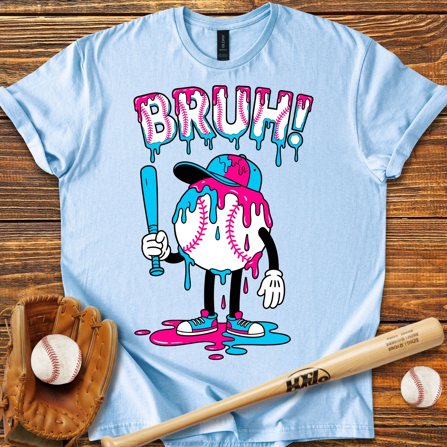 Bruh Baseball Drip Adult T-Shirt