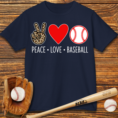 Peace Love Baseball Kids T-Shirt