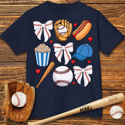 Blue Coquette Bow Kids T-Shirt