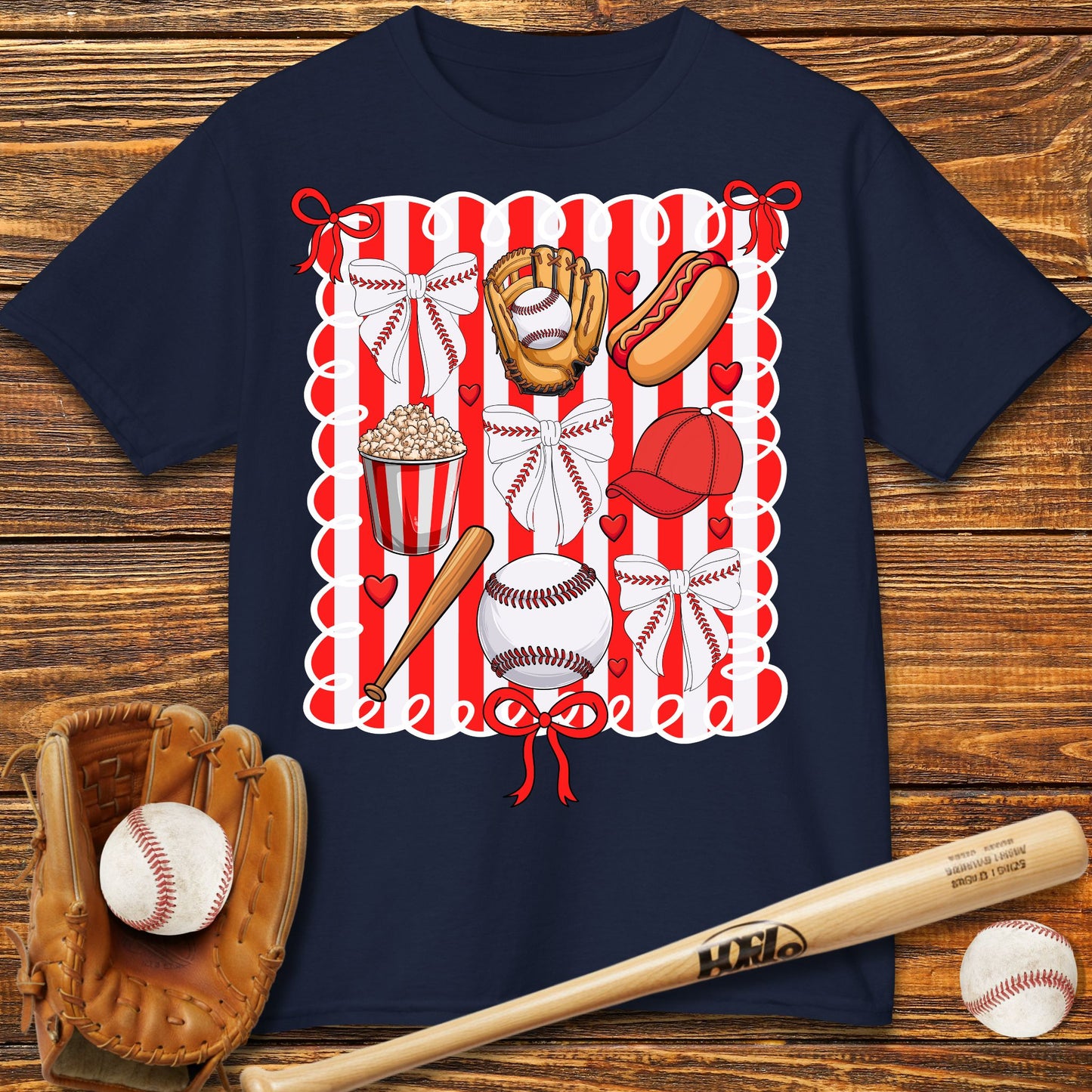 Baseball Bow Kids T-Shirt