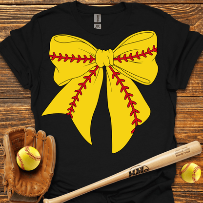Softball Coquette Bow Adult T-Shirt