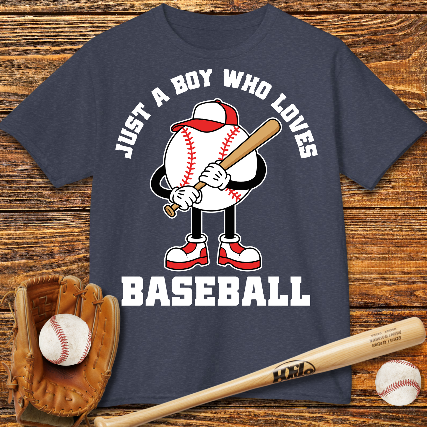 Boy Who Loves Baseball Kids T-Shirt