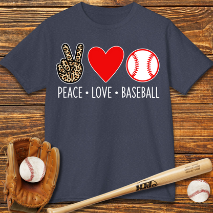 Peace Love Baseball Kids T-Shirt