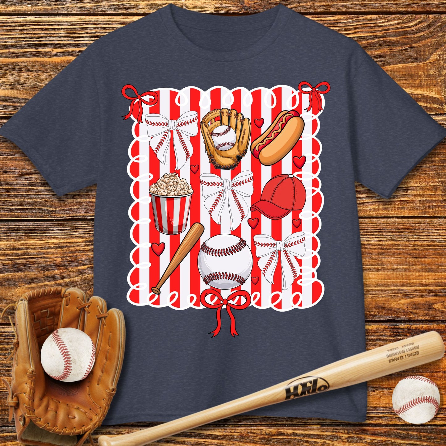 Baseball Bow Kids T-Shirt