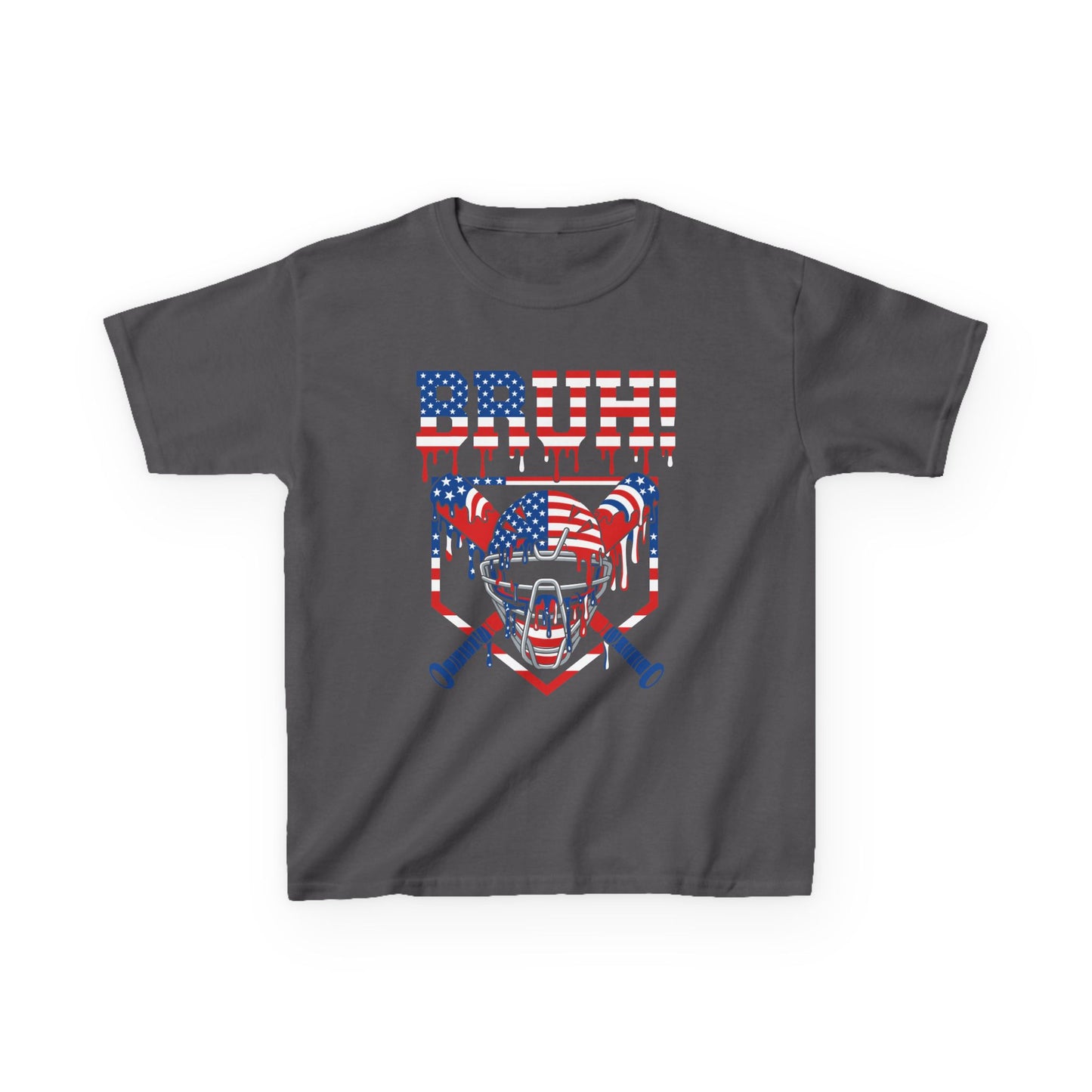 Bruh Patriotic Catcher Drip Kids T-shirt