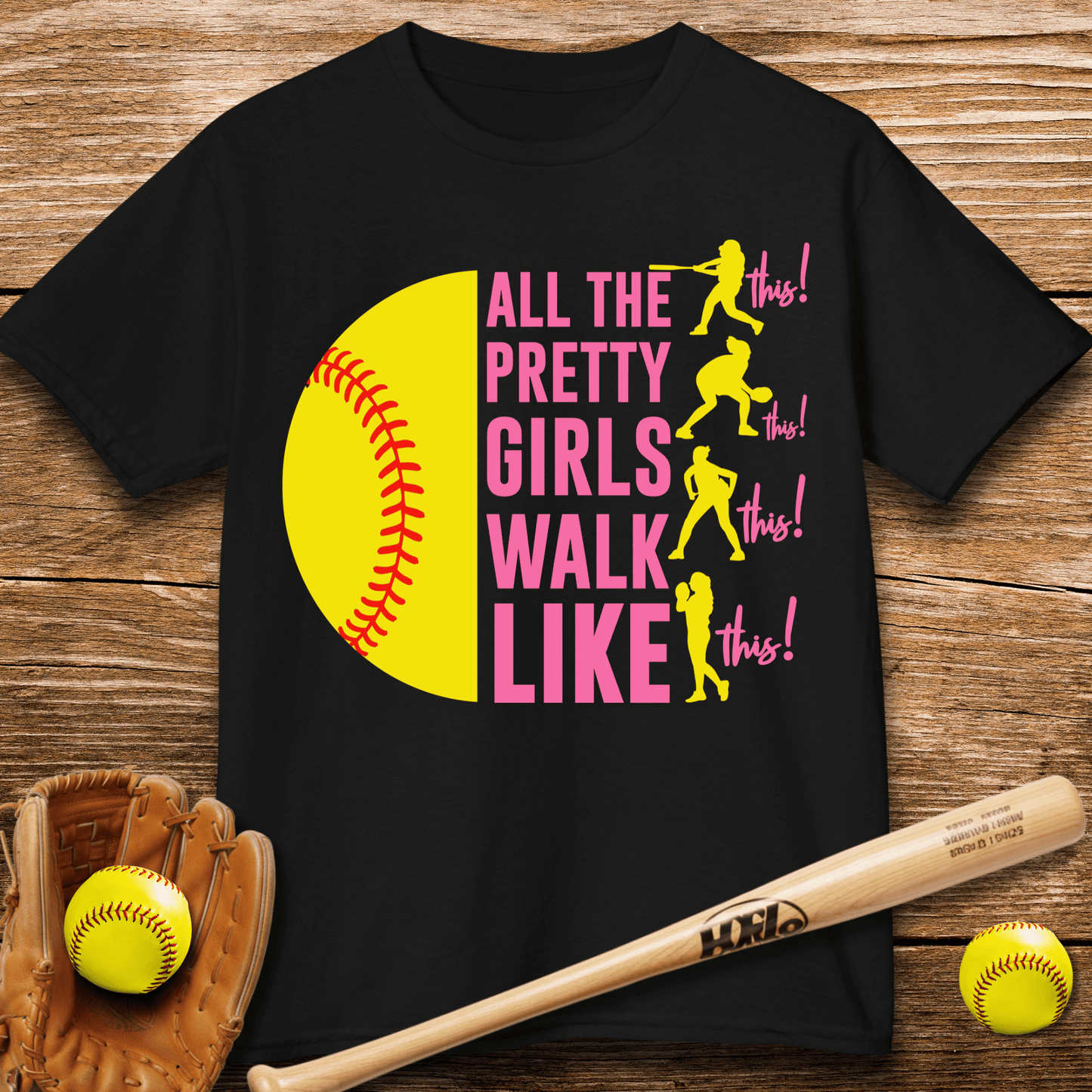 Pretty Girls Play Softball Youth Tee