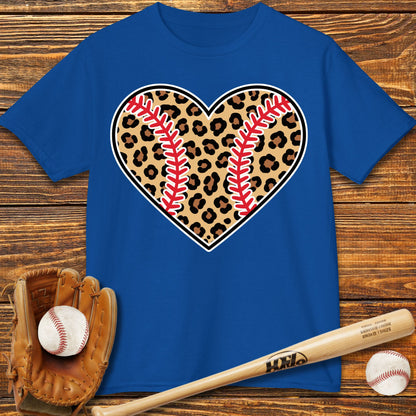 Leopard Baseball Heart Kids T-Shirt