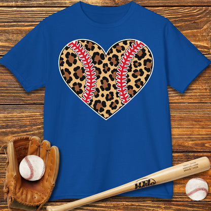 Leopard Baseball Heart Kids T-Shirt