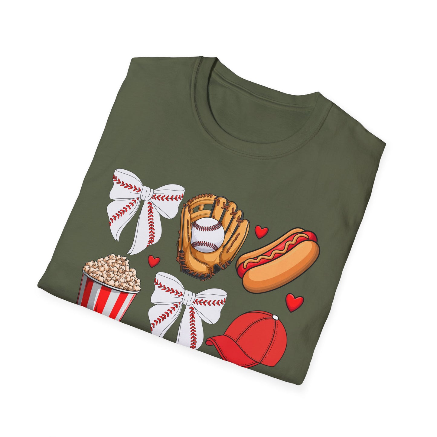 Baseball & Movie Night Unisex Softstyle T-Shirt, Sports Fan Tee, Gift for Dad, Summer Outing Shirt, Movie Lovers Apparel