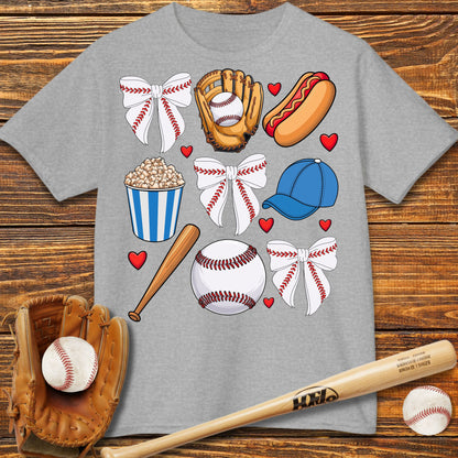 Blue Coquette Bow Kids T-Shirt