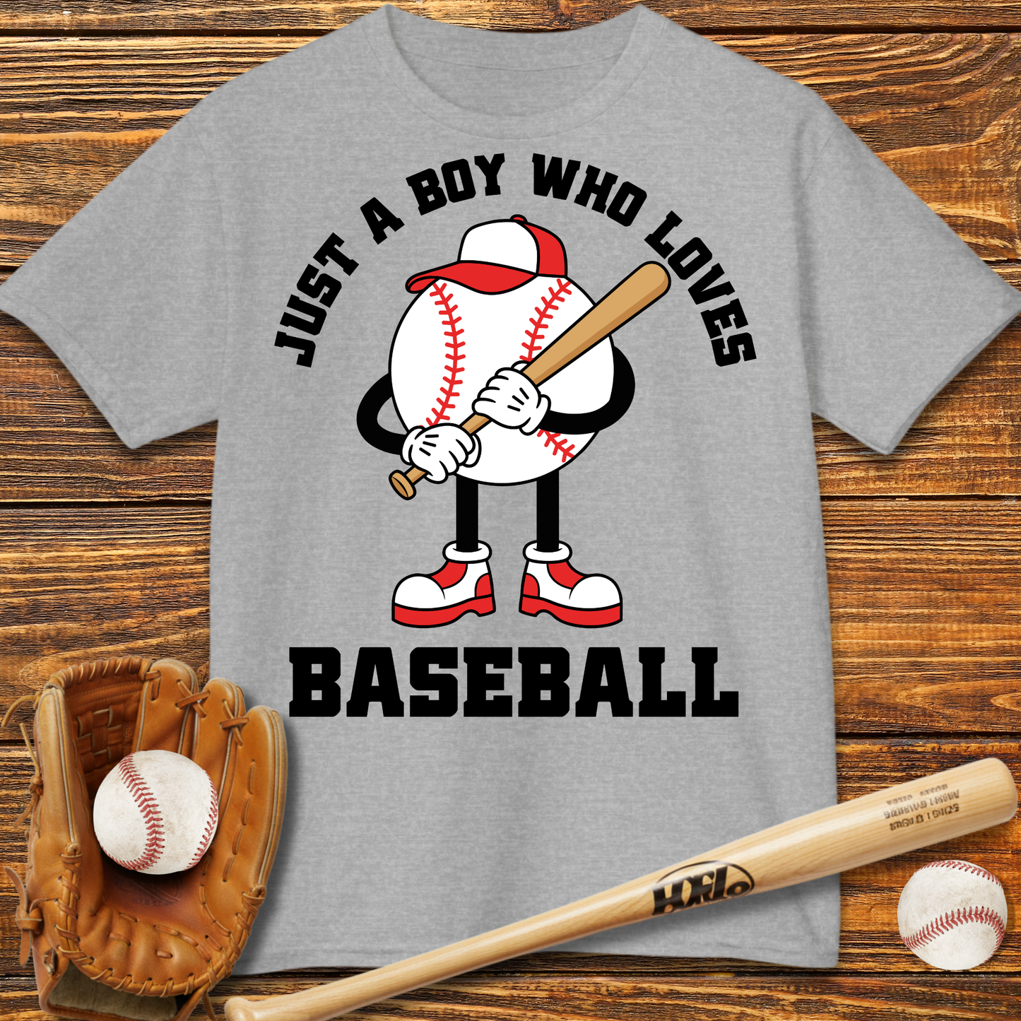 Boy Who Loves Baseball Kids T-Shirt