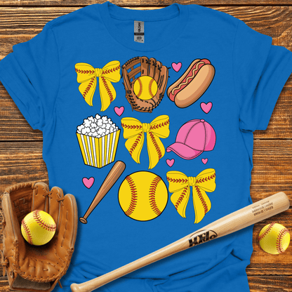Softball Coquette Bow Adult T-Shirt