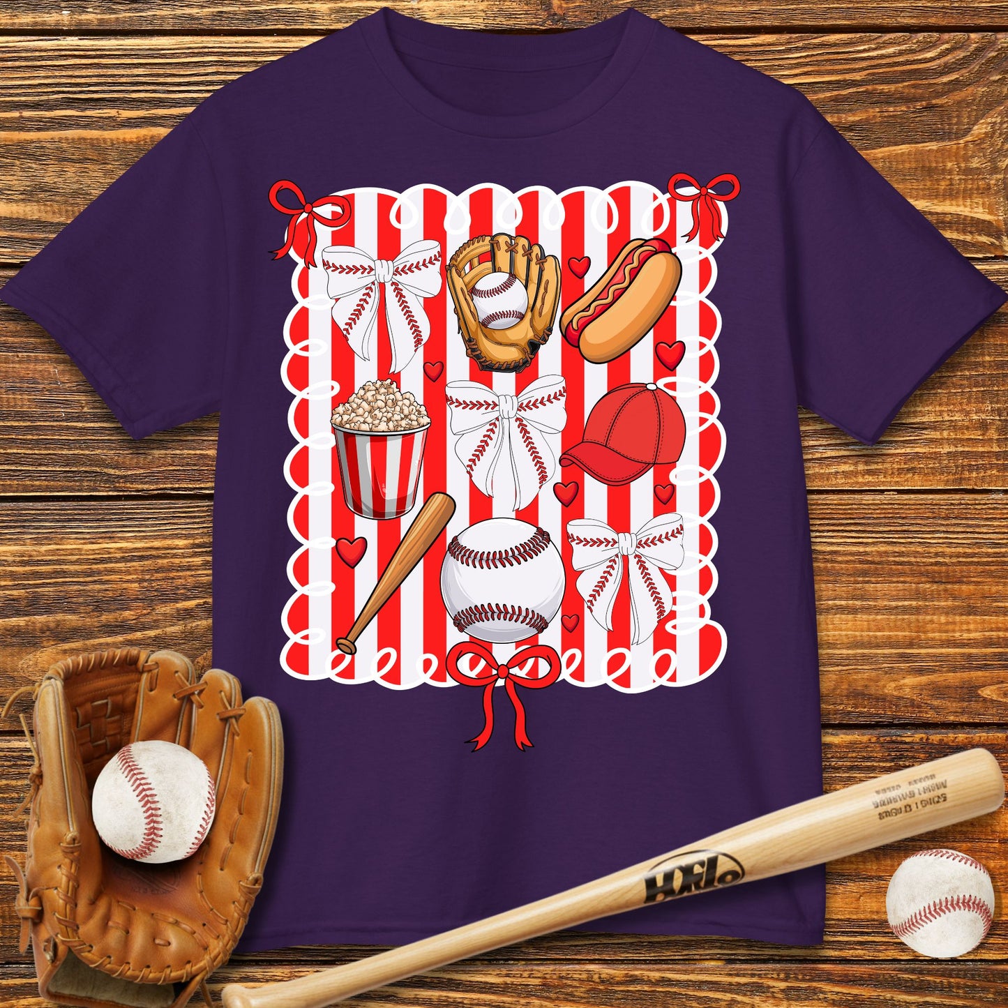 Baseball Bow Kids T-Shirt