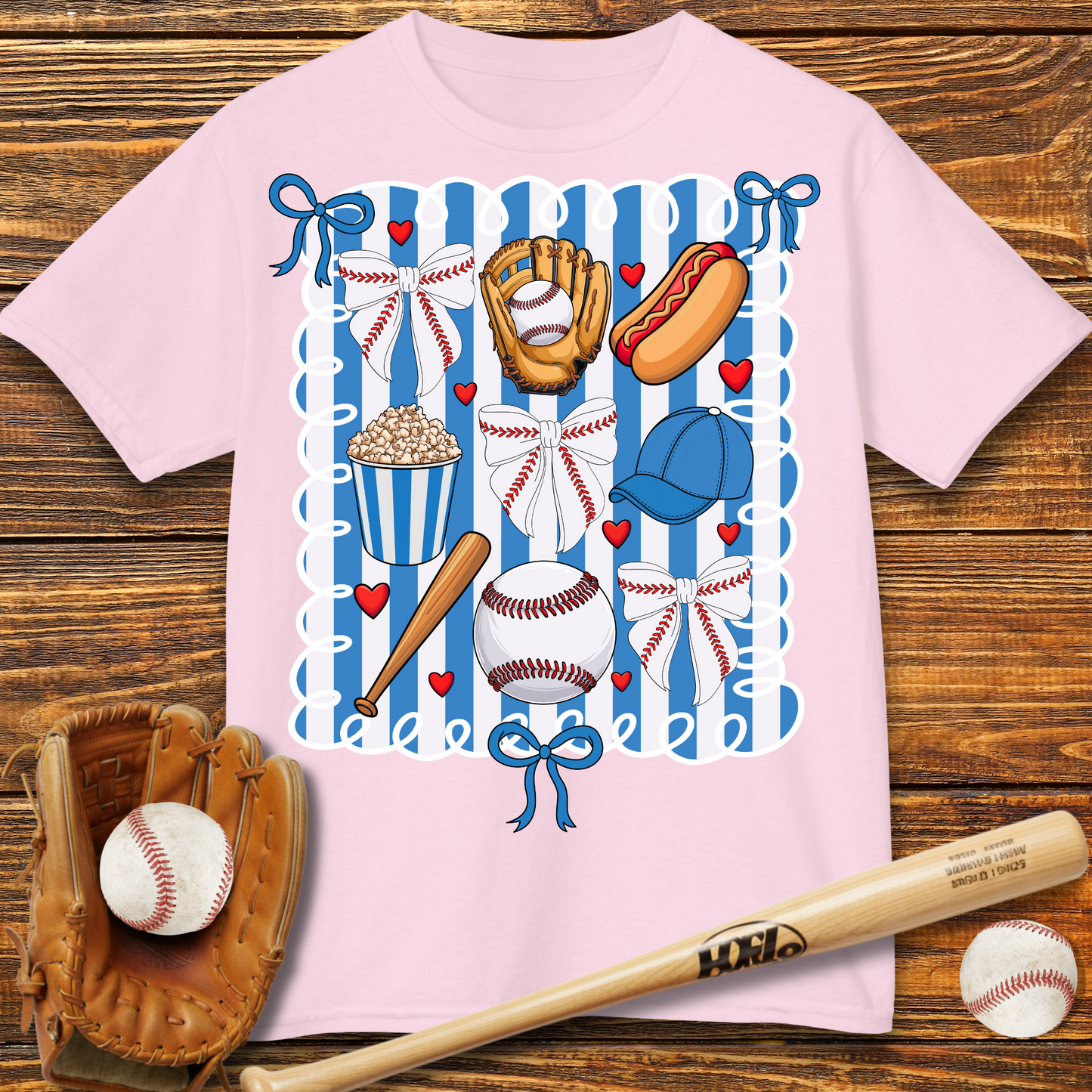 Baseball Bow Kids T-Shirt